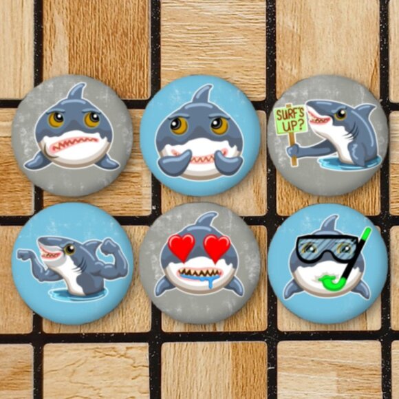 Cute Shark Fridge Magnets Set Of 6 Metal Magnets For Home Office Kitchen School - Picture 1 of 5